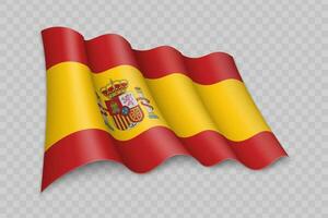 3d realistisk vinka flagga av Spanien vektor