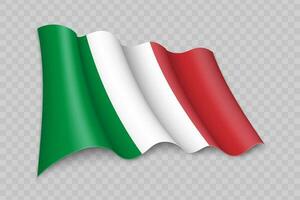 3d realistisch winken Flagge von Italien vektor