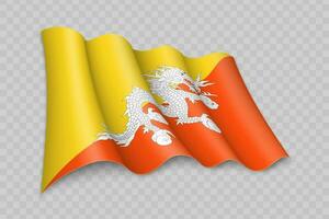 3d realistisch winken Flagge von Bhutan vektor