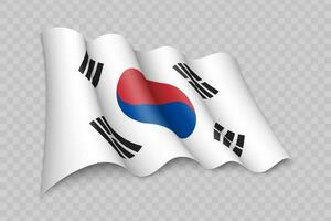3d realistisk vinka flagga av söder korea vektor