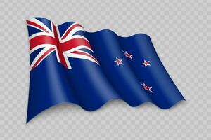 3d realistisch winken Flagge von Neu Neuseeland vektor