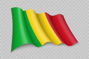 3d realistisch winken Flagge von Mali vektor