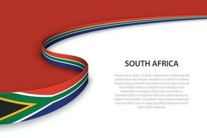 Welle Flagge von Süd Afrika mit Copyspace Hintergrund. vektor