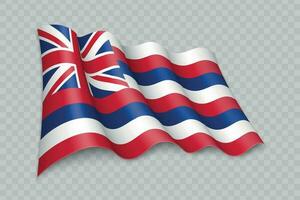 3d realistisk vinka flagga av hawaii är en stat av förenad stater vektor
