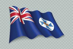 3d realistisch winken Flagge von Queensland ist ein Zustand von Australien vektor