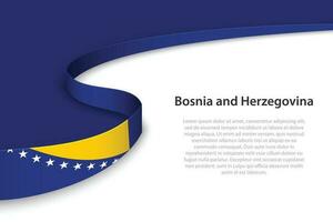 Vinka flagga av bosnien och herzegovina med copy bakgrund vektor