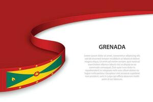 Welle Flagge von Grenada mit Copyspace Hintergrund. vektor