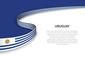 Welle Flagge von Uruguay mit Copyspace Hintergrund. vektor