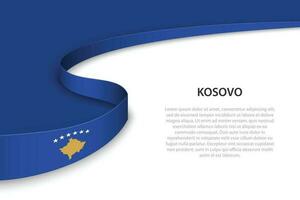 Vinka flagga av kosovo med copy bakgrund vektor