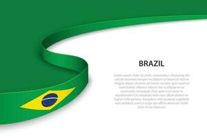 Welle Flagge von Brasilien mit Copyspace Hintergrund. vektor