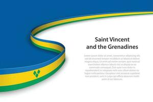 Welle Flagge von Heilige Vincent und Grenadinen mit Copyspace Hintergrund. vektor