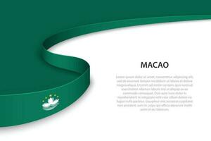 Welle Flagge von Macao mit Copyspace Hintergrund vektor