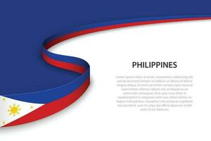 Welle Flagge von Philippinen mit Copyspace Hintergrund vektor