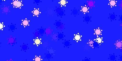 hellrosa blauer Vektorhintergrund mit Covid19-Symbolen vektor