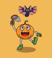 Vektor Halloween Fang Schläger mit süß Charakter Illustration