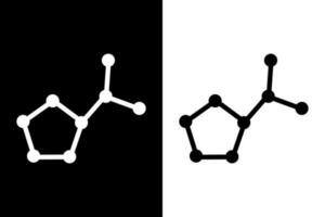 prolin amino syra molekyl. syre, kol och kväve atomer visad som cirklar i vektor illustration.