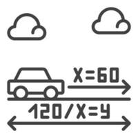 belysande matematik uppgift med bil vektor begrepp linje ikon