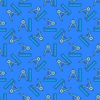 Lineal und Kompass Vektor Mathematik Werkzeuge Blau nahtlos Muster