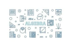 Algebra Konzept Gliederung horizontal Blau Banner - - Vektor Illustration
