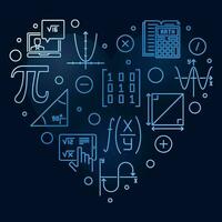 värld matematik dag vektor linje hjärta formad blå baner - matematik 8 Mars Semester begrepp illustration