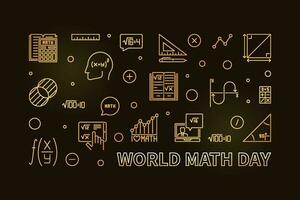 Welt Mathematik Tag Konzept Vektor dünn Linie horizontal golden Banner. Mathematik Illustration