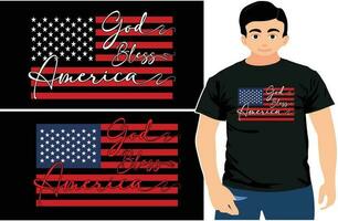 Gud välsigna Amerika, oberoende dag skjortor, amerikan flagga med t-shirts, USA design. vektor