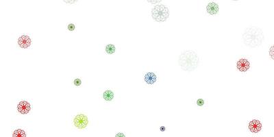 ljus flerfärgad vektor doodle mönster med blommor