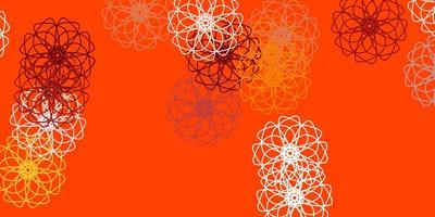 ljus orange vektor doodle textur med blommor