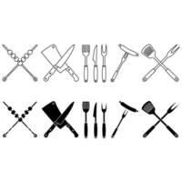 Grill Vektor Symbol Satz. Picknick Illustration Zeichen Sammlung. Steak Symbol oder Logo.