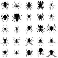 Spindel ikon vektor uppsättning. halloween illustration tecken samling. webb symbol spindelnät logotyp.