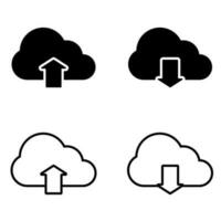 hochladen Symbol Vektor Satz. herunterladen Illustration Zeichen Sammlung. Wolke Bedienung Symbol oder Logo.