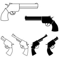 Revolver Symbol Vektor Satz. Waffe Illustration Zeichen Sammlung. Pistole Symbol oder Logo.