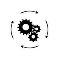 Arbeitsablauf Prozess Symbol im eben Stil. Ausrüstung Zahn Rad mit Pfeile Vektor Illustration auf Weiß isoliert Hintergrund. Arbeitsablauf Geschäft Konzept.