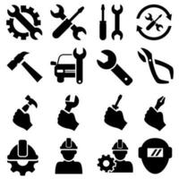 Reparatur-Icon-Vektor-Set. Sammlung von Werkzeugillustrationszeichen. Service-Center-Symbol. vektor