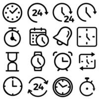 Zeit-Icon-Vektor-Set. Sammlung von Uhrenillustrationszeichen. Uhrensymbol. vektor