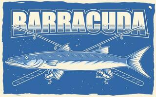 barracuda fiske affisch begrepp för skriva ut vektor