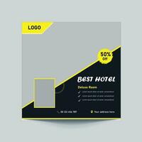Beste Hotel Sozial Medien Vorlage Design. Sommer- Party Banner Design, Tour dl Flyer Vorlage. vektor