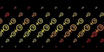 dunkelorange Vektortextur mit Symbolen für Frauenrechte vektor
