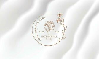 botanisches florales element handgezeichnetes logo mit wilden blumen und blättern. logo für spa- und schönheitssalon, boutique, bioladen, hochzeit, blumendesigner, innenausstattung, fotografie, kosmetik. vektor