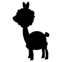 schwarz Silhouette von ein flauschige Lama vektor