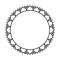 runda geometrisk blommig gräns ram design. enkel. svart och vit. vektor