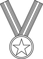 Band mit Star Medaille im schwarz Linie Kunst. vektor