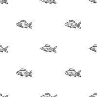 sömlös fisk mönster. dragen fisk bakgrund. skaldjur illustration vektor