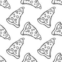 nahtlos Pizza Muster. gezeichnet Pizza Hintergrund. Gekritzel Vektor Pizza Illustration