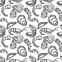 sömlös skaldjur mönster. dragen skaldjur bakgrund vektor