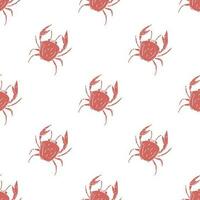 sömlös mönster med krabbor. klotter vektor med krabba ikoner. dragen krabba mönster
