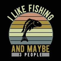 jag tycka om fiske och kanske 3 människor tshirt mönster vektor