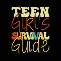 tonåring flickans överlevnad guide tshirt mönster vektor
