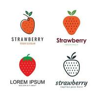 färsk jordgubb frukt logotyp mall vektor