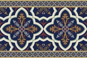 ethnisch Rand geometrisch Blumen- Muster. ethnisch geometrisch Blumen- gestalten nahtlos Muster Arabisch Stil. verwenden zum Stoff, Textil, Teppich, Teppich, architektonisch Ornamente, Zuhause Dekoration Elemente, usw vektor